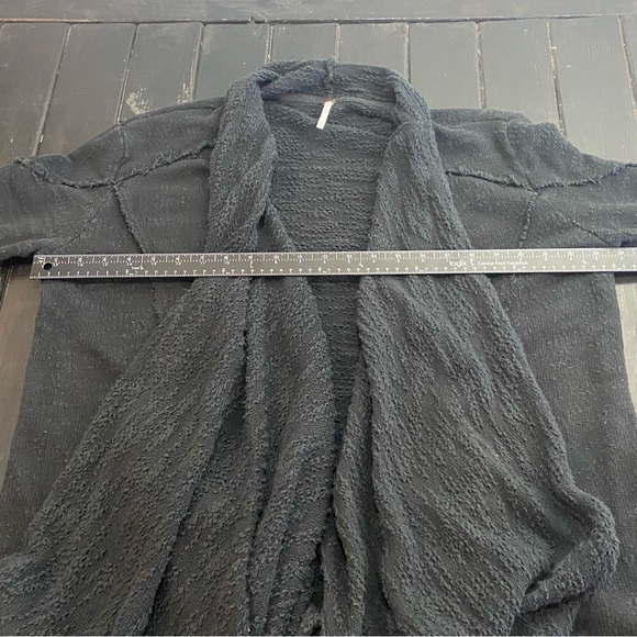Free People In The Loop Cardigan Sweater Waterfall Black Terry Pockets zip Sz M - Picture 7 of 8